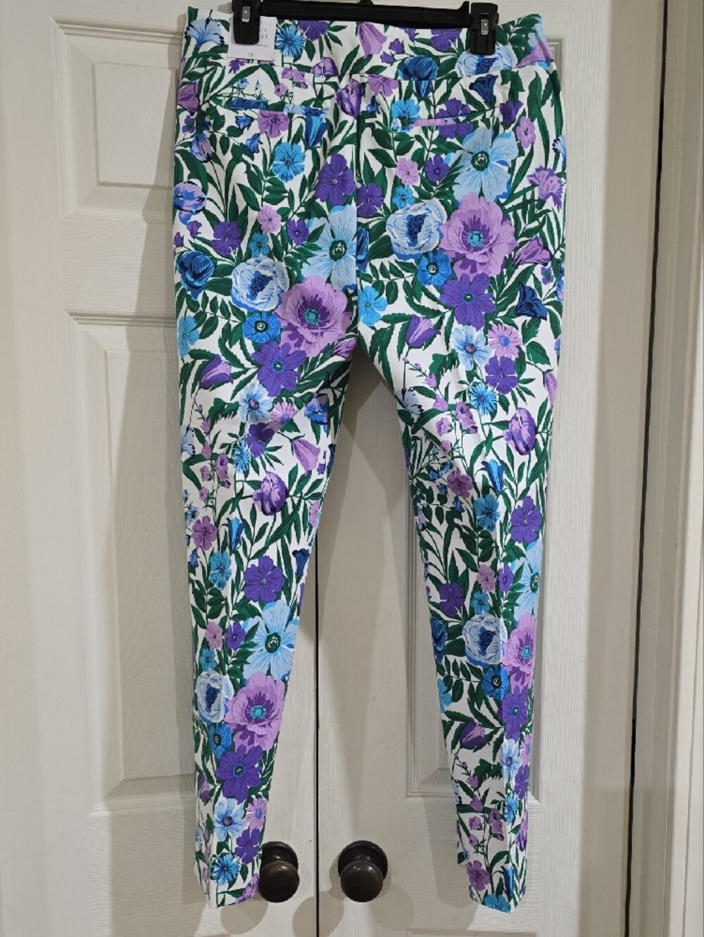 NWT-Talbots Chatham Pants with Purple, Blue & Green Floral Print - Picture 5 of 8